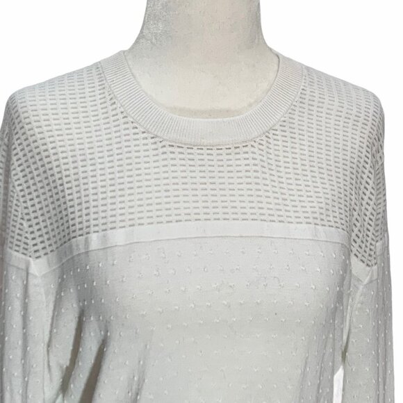 john+jenn White Crew Neck Sweater Lightweight Loose weave Size L - Picture 4 of 9